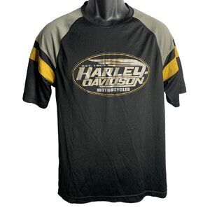 Harley Davidson Motorcycles Jersey Shirt M Black Ragland Mesh Sleeves Round Hem